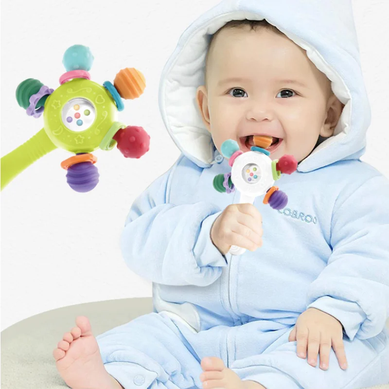 Juguetes para bebés de 0 a 12 meses, sonajero para bebés, juguetes mordedores, juguetes para la dentición de silicona suave, masaje de encías para bebés, juguetes de desarrollo sensorial sin BPA