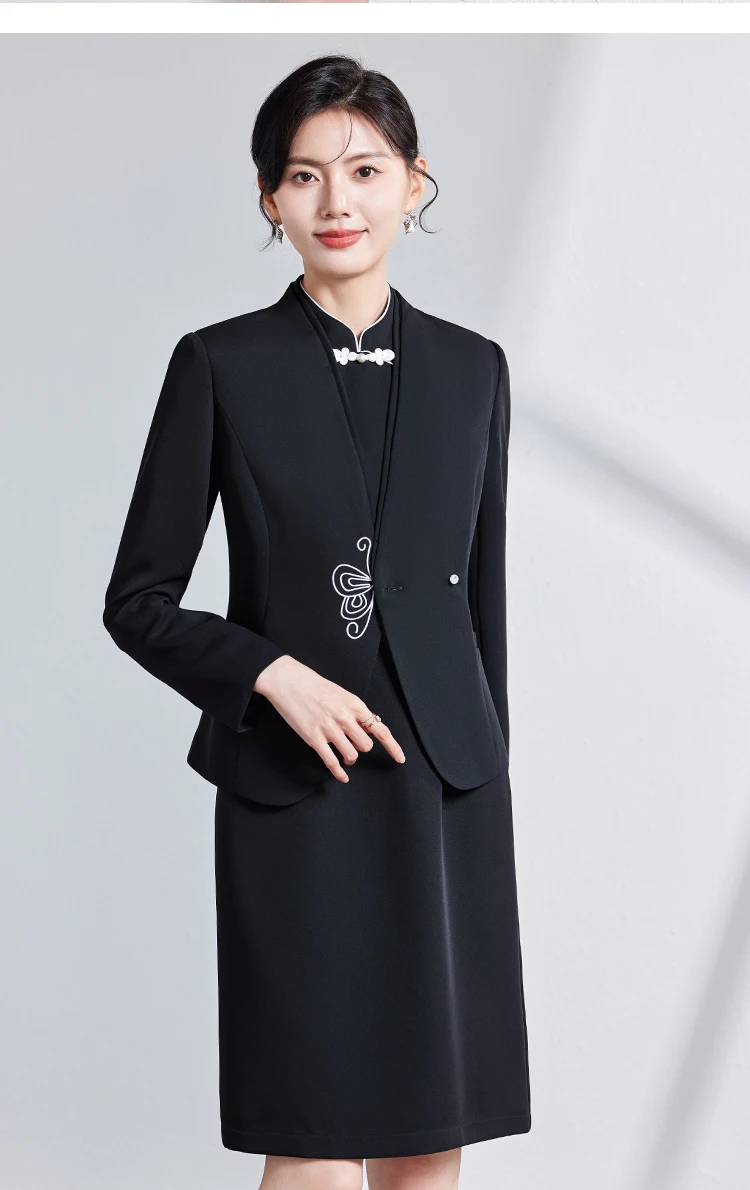 

Весенне-осеннее новое новое платье в китайском стиле в национальном стиле, элитная рабочая одежда для стойки регистрации отеля