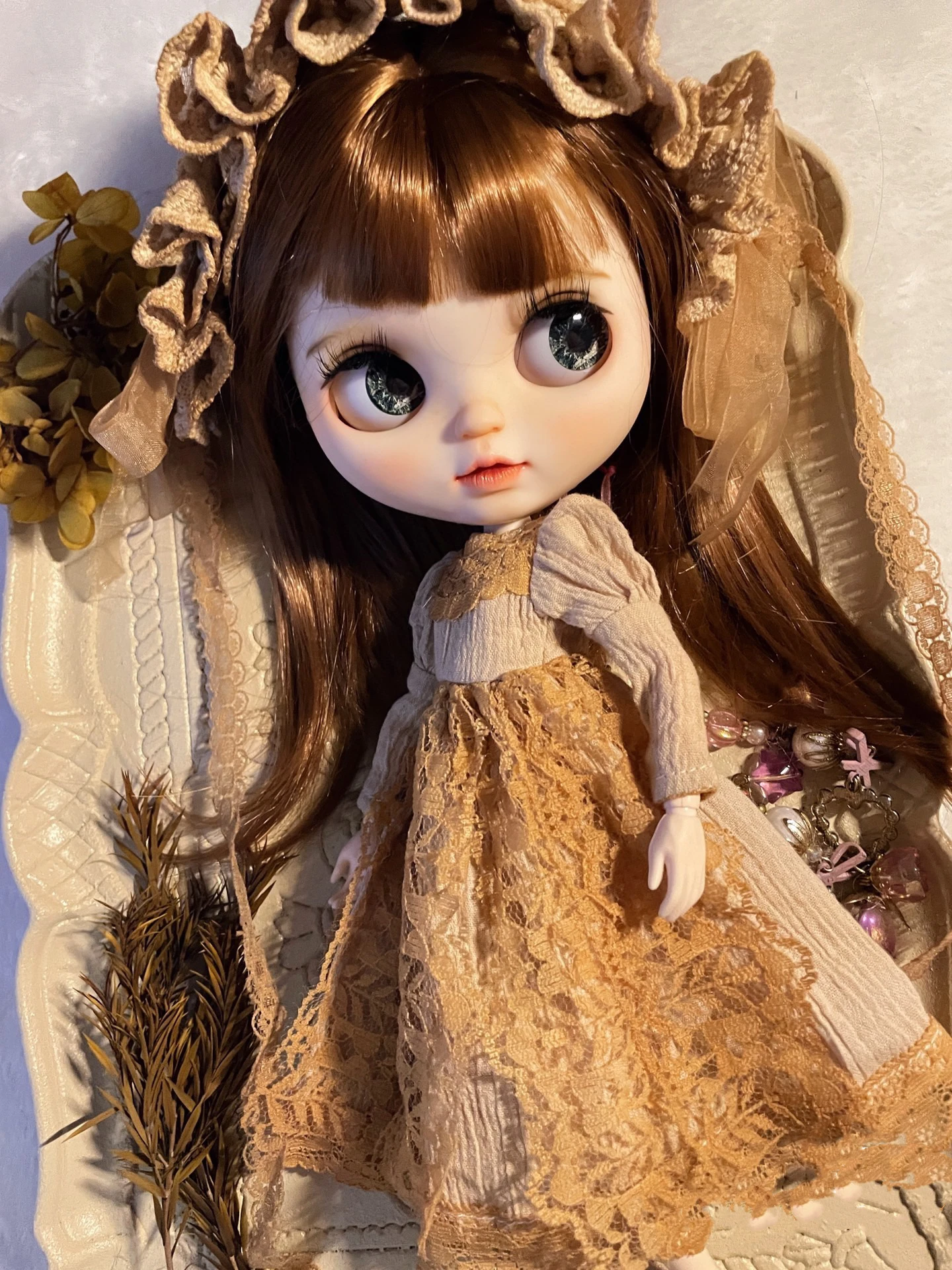 

Tea dyeing series Blythe clothes dress Gauze skirt dressing 1/6 30cm BJD anime girl (Fit for Pullip,Ob24, Licca)