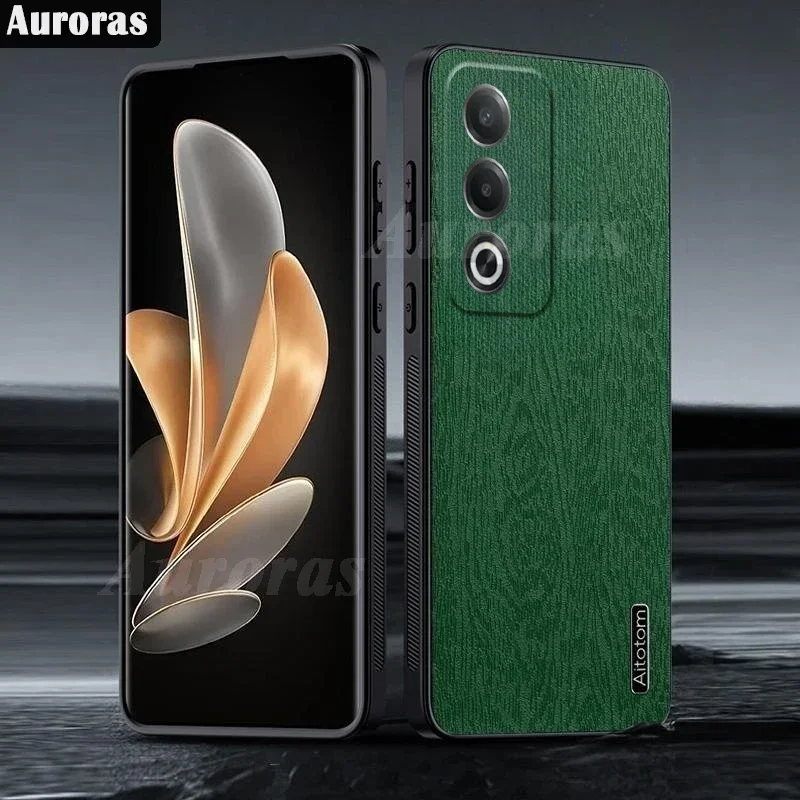 Auroras For OPPO A80 5G Case Tree-grained Pattern Leather Silicone Hard Shell For OPPO A3 Pro A3X 5G Cover Fundas