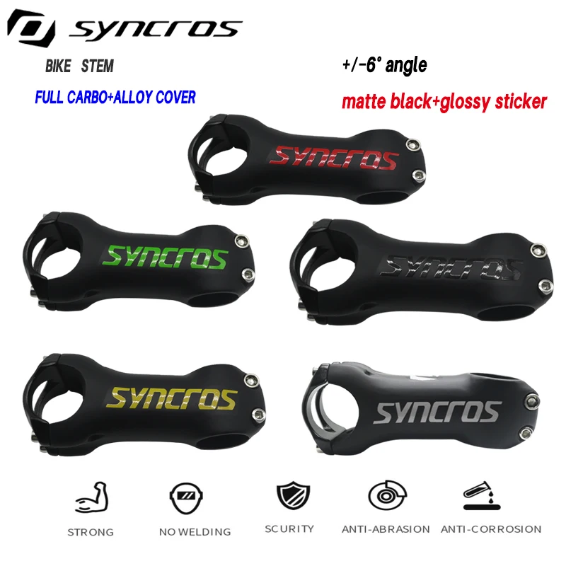 Syncros Road Bike Stem Carbon  multicolour mtb bike Bicycle Stem road stem ±6 ° 80/90/100/110mm bike frame handlebar parts 115g