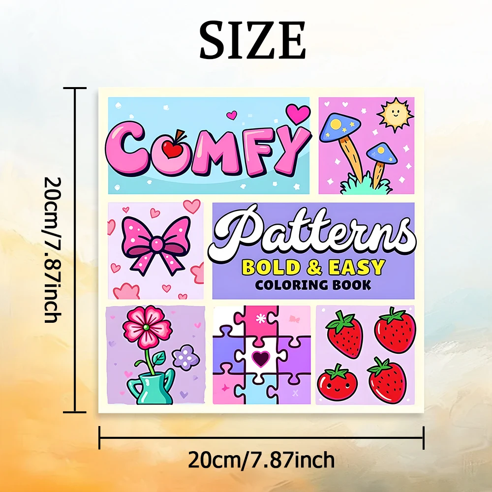 كتاب تلوين بأنماط جريئة وسهلة للبالغين، كتاب رسم لطيف، هدية مثالية للحفلات وأعياد الميلاد