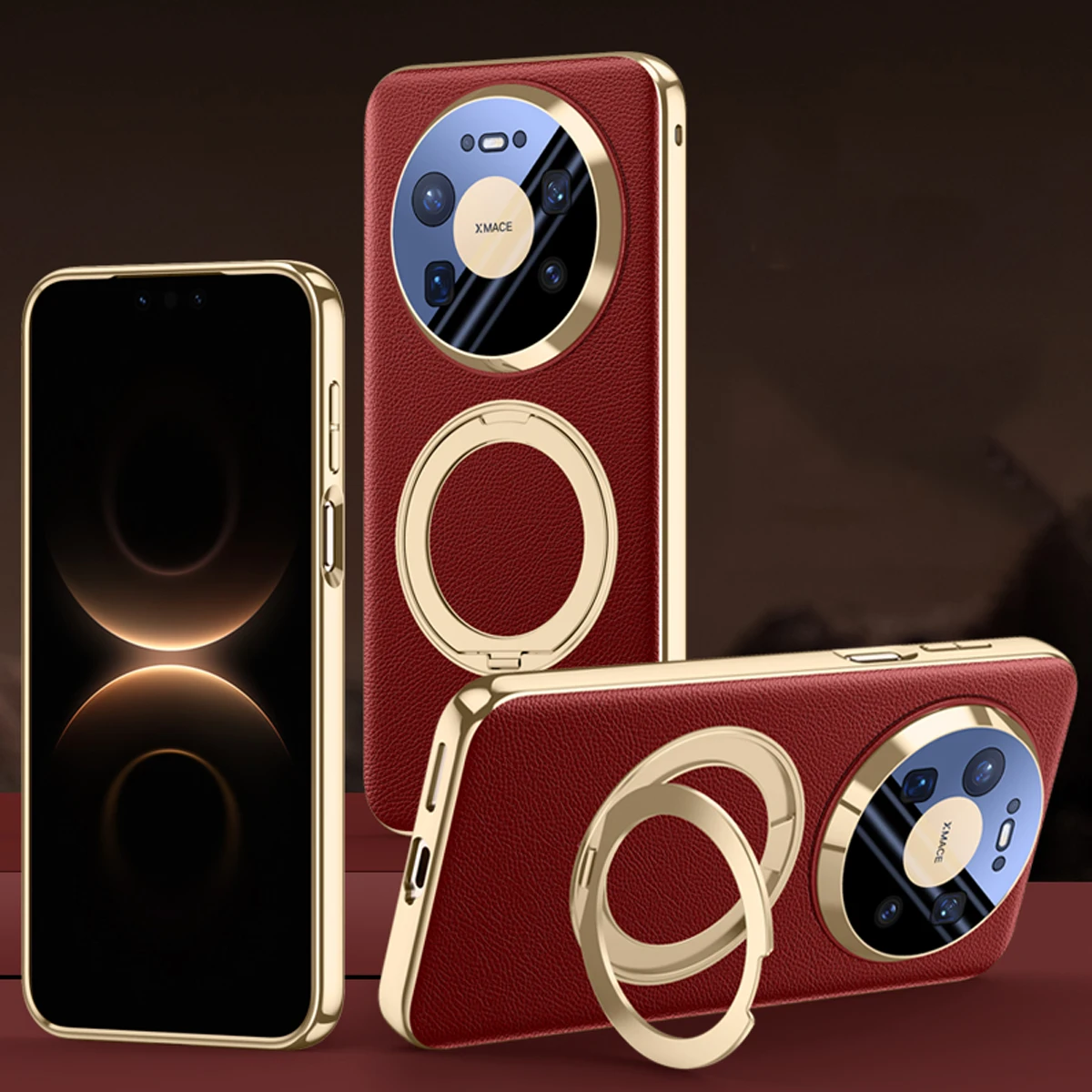 

Shockproof Leather Wireless Charging Magnetic Rotate Kickstand Case For Huawei Mate 80 Pro Max, Built-in Camera Protection Cover