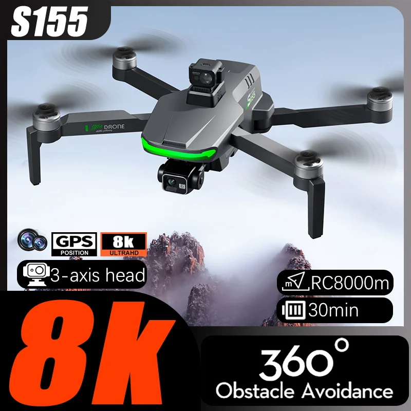 

2024 NewS155 Drone With 8K Camera 360° Laser Obstacle Avoidance 5G Digital Image Transmission PTZ Anti-Shake EIS Camera FPV Dron