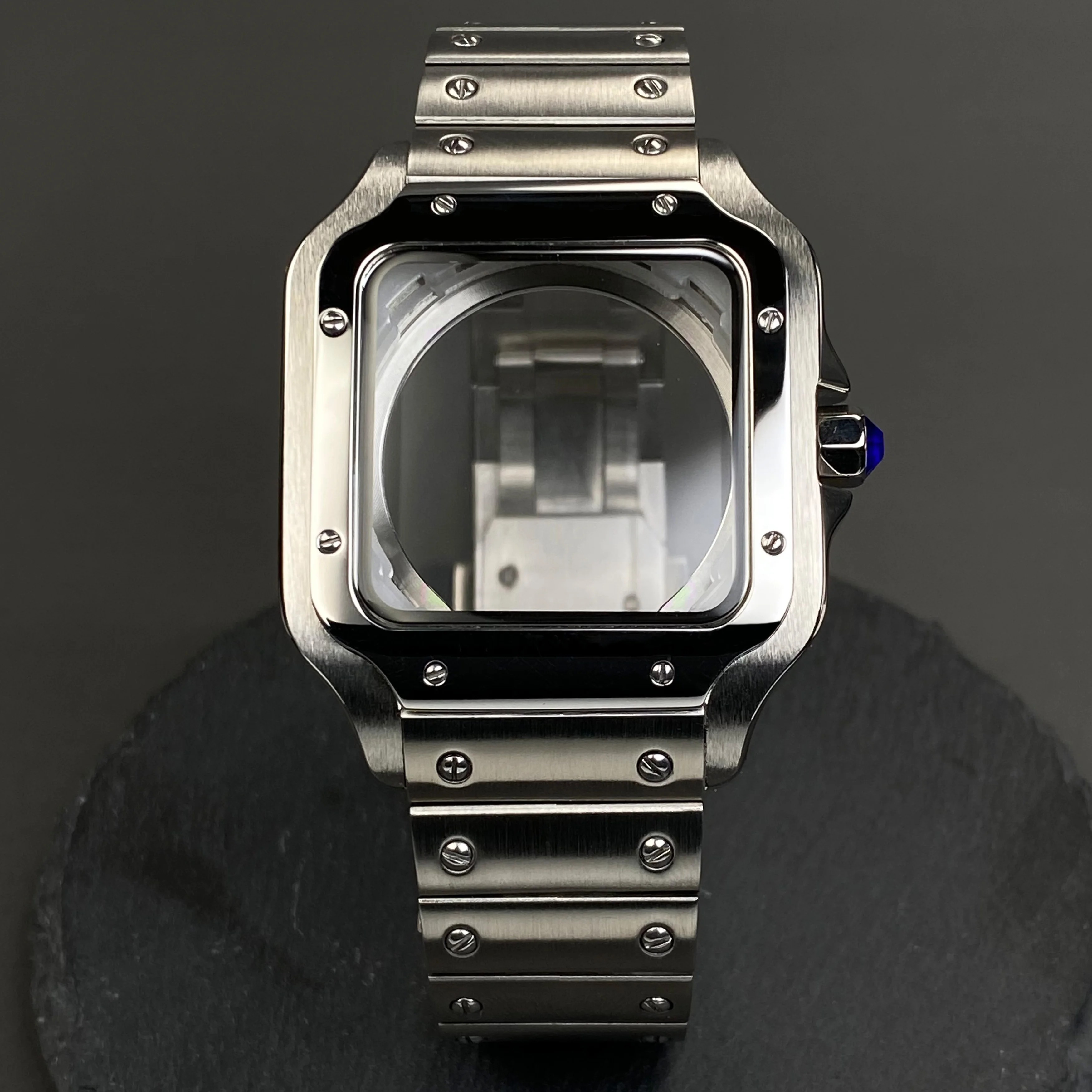 NH35 ساعة حافظة مربعة 38 مللي متر مجموعة 316L الفولاذ المقاوم للصدأ ساعة إصلاح وتعديل أجزاء لحركات NH36 NH35 التلقائية