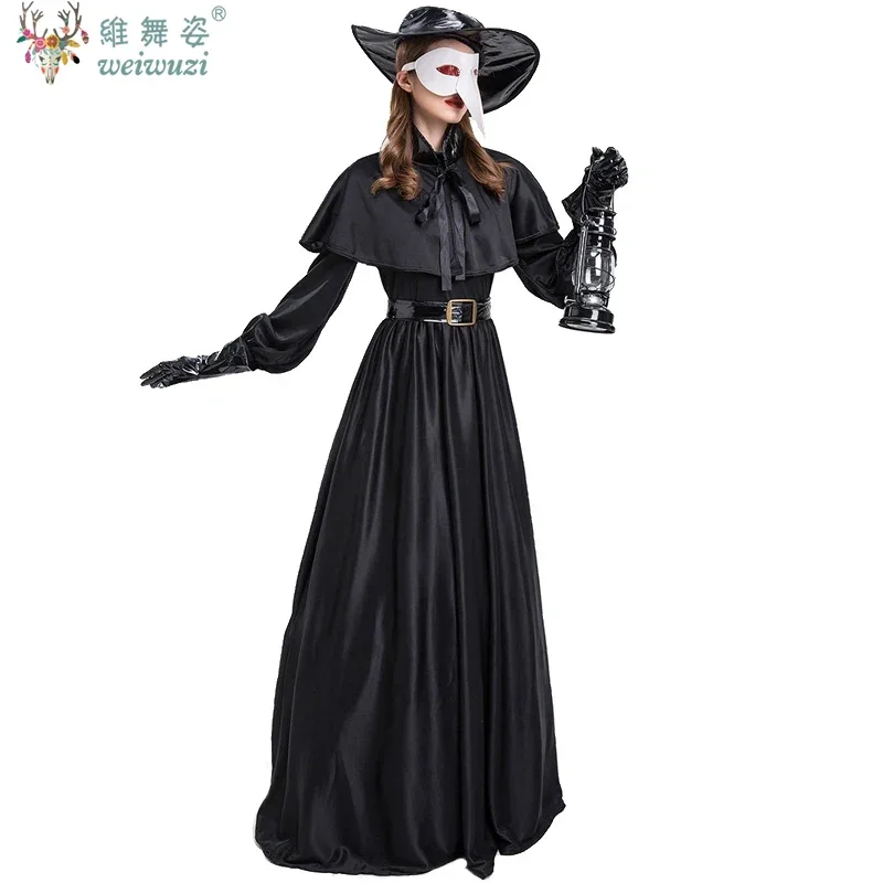 Carnival Halloween Costume Couples Plague Doctor Costume Middle Ages War Nurse Bird Beak Playsuit Cosplay Costume Fancy Dress
