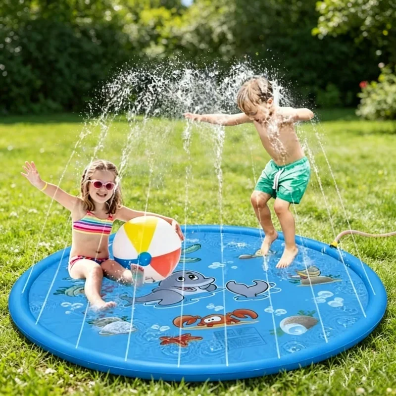 

Children Play Spray Water Mat Giant Cartoon Inflatable Summer Beach Garden Lawn Outdoor Game Swimming Pool Mat For Kid Daily Toy