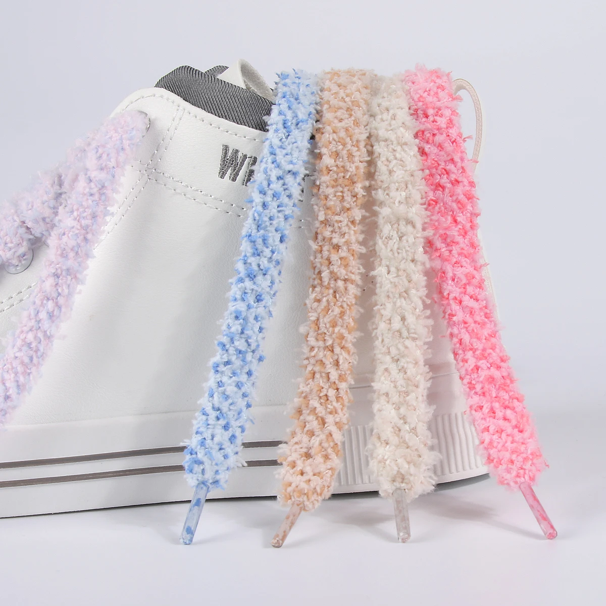（2 pair）Fashion two-color plush shoelace thickened wool double plush shoe rope suitable for a variety of shoe accessories