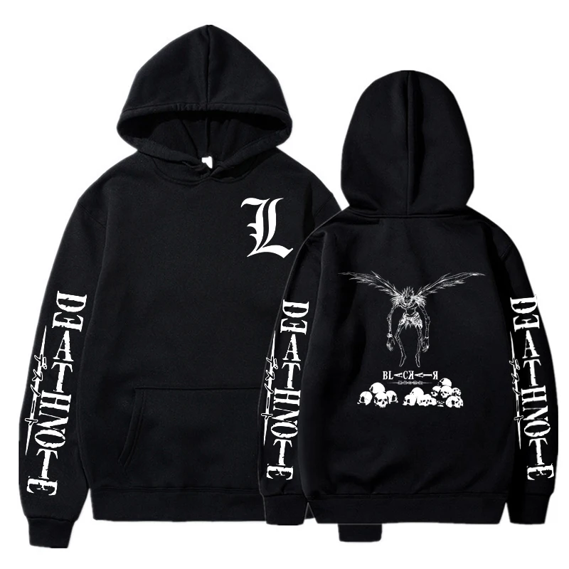 Men Womens Hoodies Jacket Hip Hop Death Note Print Hoodie Harajuku Gothic Kpop Hooded Sweatshirt Black Hoodied y2k Clothes Tops