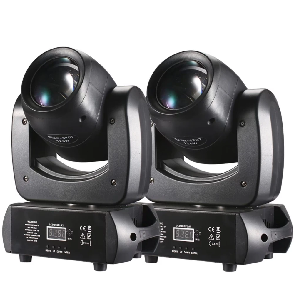 2PCS Mini LED Mobile Phare 120W + Proiettore + 8 Prismes Rotatifs Dj Disco Dmx Effet D'éclairage De Scène Lumière