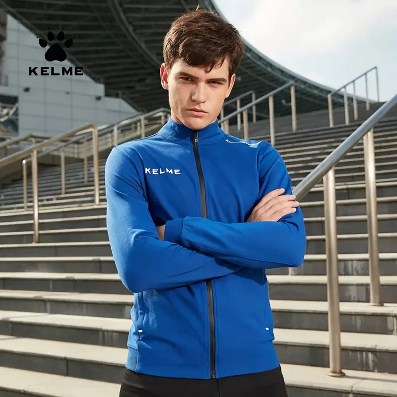 KELME Men\'s Football Uniform Training Jacket Jogging Clothes Knitted Windproof Coat Football Training Suit Custom Sportswear