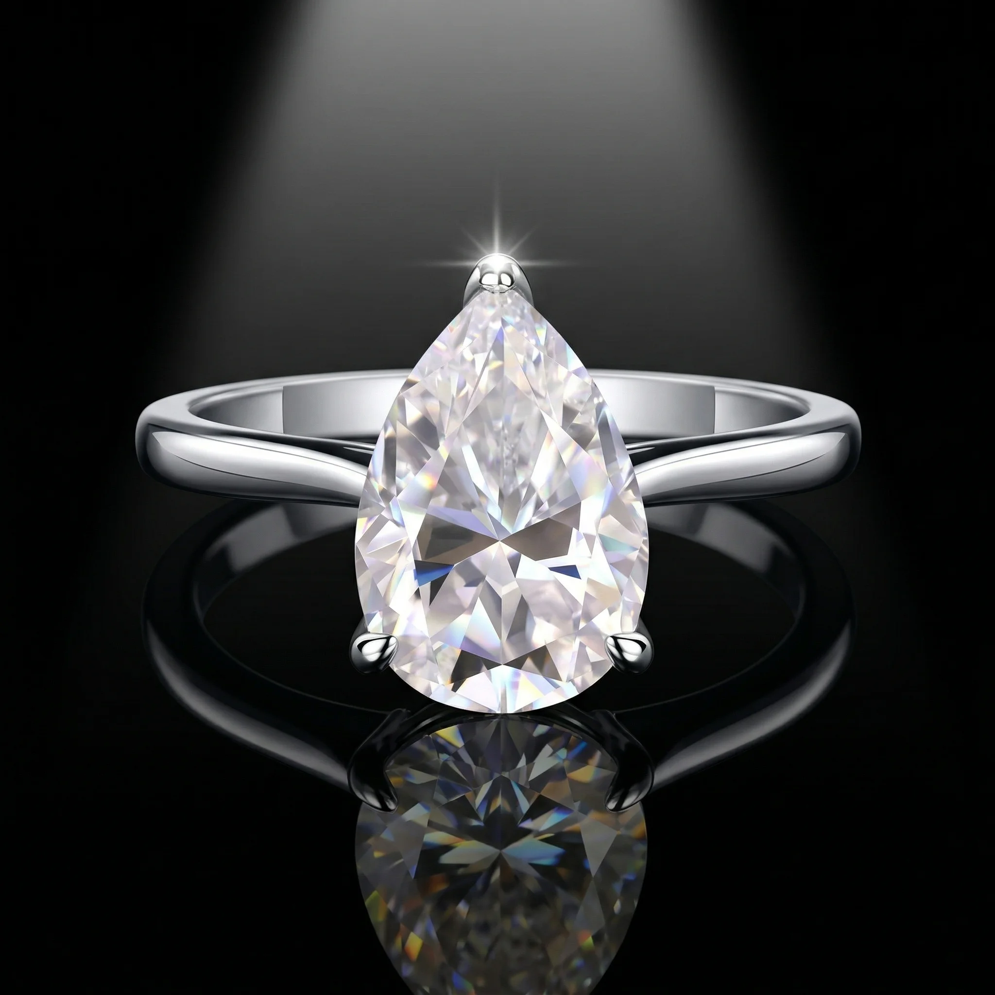 

Pear Moissanite Ring, 925 Silver, D Color VVS1, 8x12mm, 3 Prong Engagement, Women's Light Luxury, w/ Cert