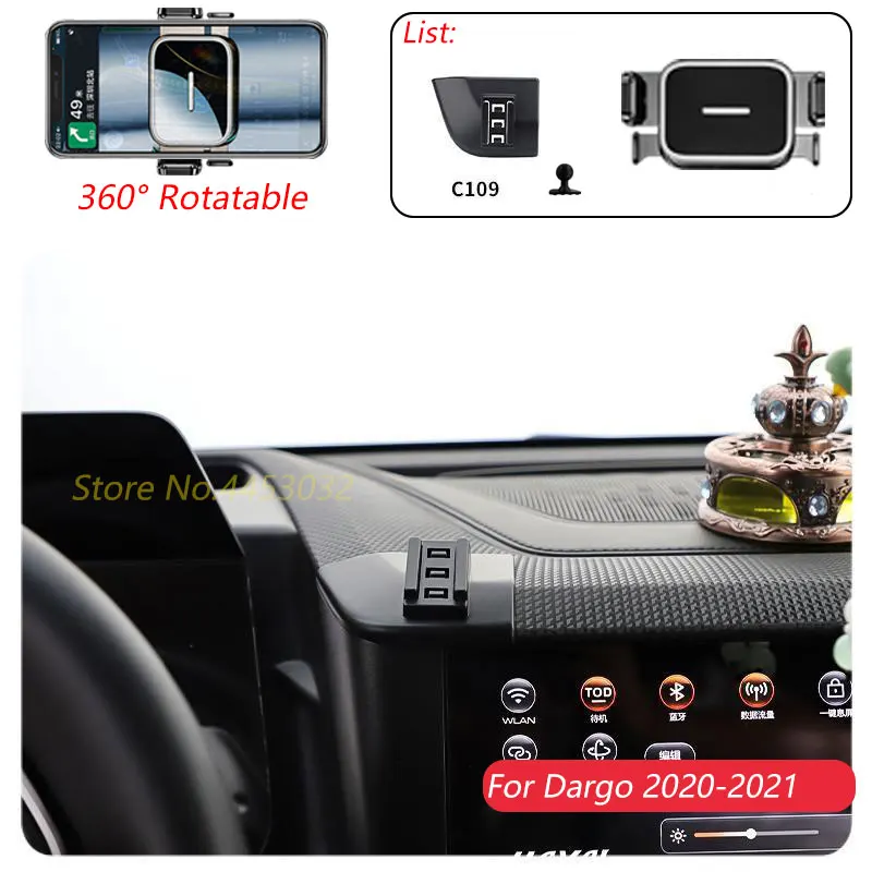 1 Suit Car Phone Holder For Haval Dargo 2020-2021 Air Outlet Rotatable Stand Mounts One-handed operation Bracket Accessories