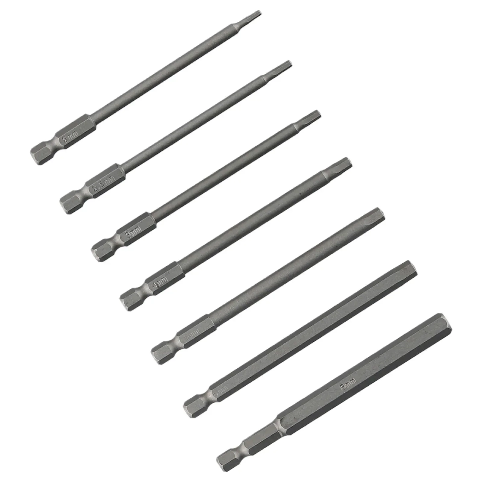 7PCS 100mm Length Metric Hex Head Wrench Drill Bit Magnetic Hex Screwdriver Set H 2/2.5/3/4/5/6/8mm Hand Tools Accessories