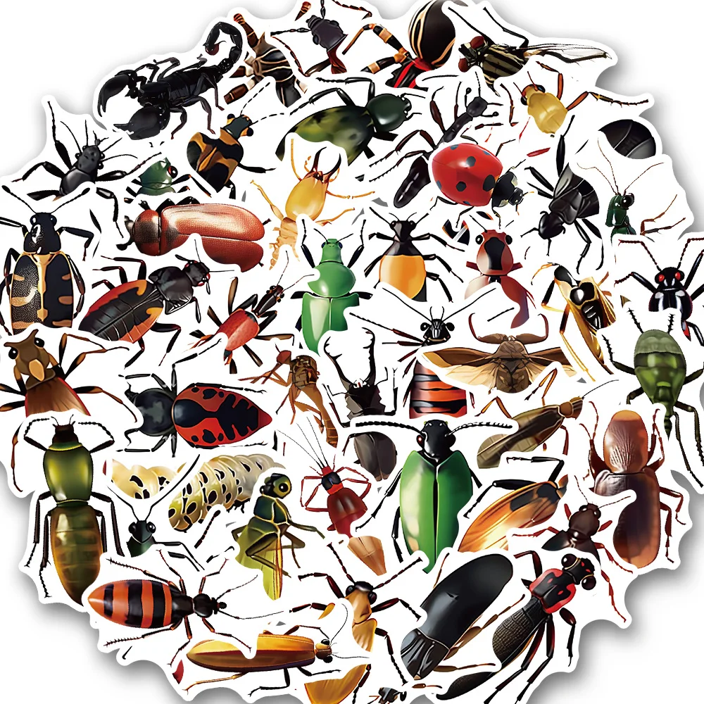 10/50PCSNature Insect Stickers Animal Ant Ladybug Sticker for Bicycle Luggage Laptop Car Decal Educational Toys Stickers for Kid