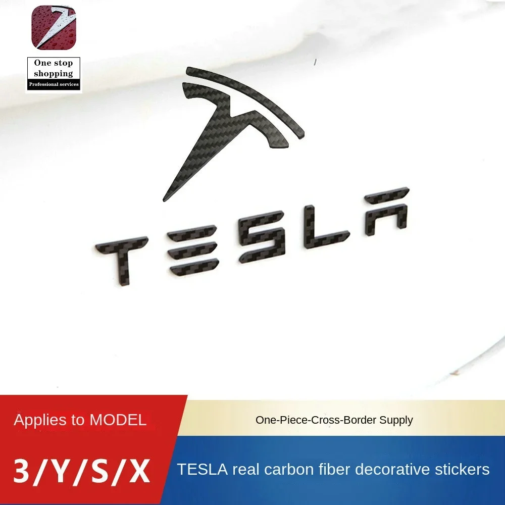 for Tesla Model 3Y Renewal 3 genuine carbon fiber replacement car logo front and rear letter logo accessories modification