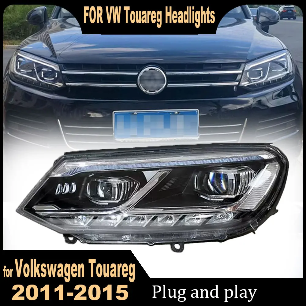 Car Styling Headlights for VW Touareg 2011 2012 2012 2014 2015 latest style LED Head Lamp daytime light Turn signal Accessories