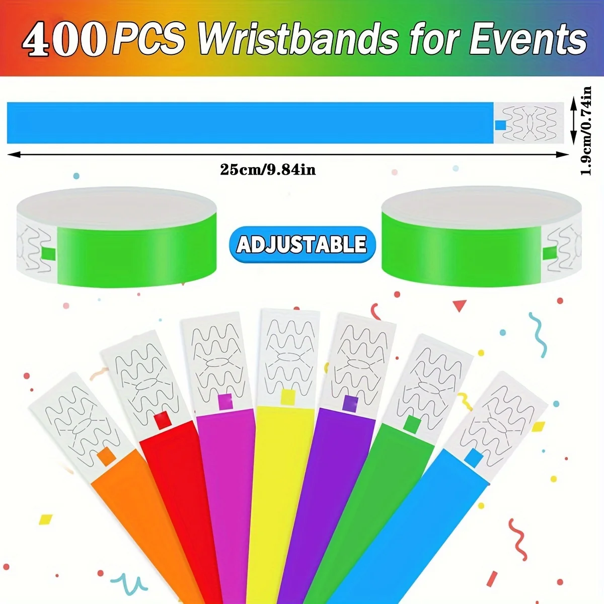 أساور معصم Tyvek الملونة، أساور مناسبات مقاومة للعبث للحفلات والحفلات الموسيقية والتحكم في الوصول VIP، وتحديد الدخول المقاوم للماء