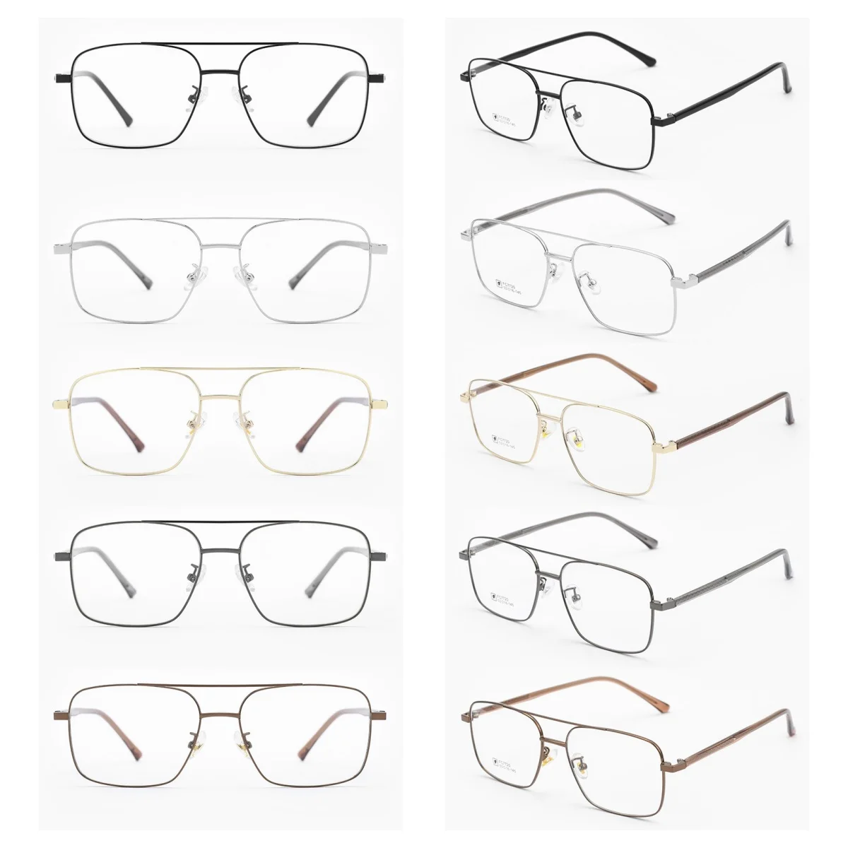 แว่นตาโลหะทรงสี่เหลี่ยมสำหรับผู้ชาย แว่นตาอ่านหนังสือคอมพิวเตอร์ เลนส์สายตา แว่นตาแบบสองบริดจ์สำหรับผู้ชาย +25 ถึง +6.0
