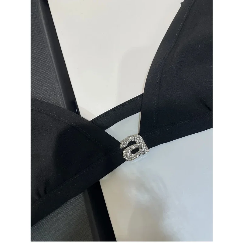 2024 blanco nuevo de algodón puro bragas ropa interior traje de baño conjunto de Bikinis Wang para damas verano cristal decoración de letras Mujer