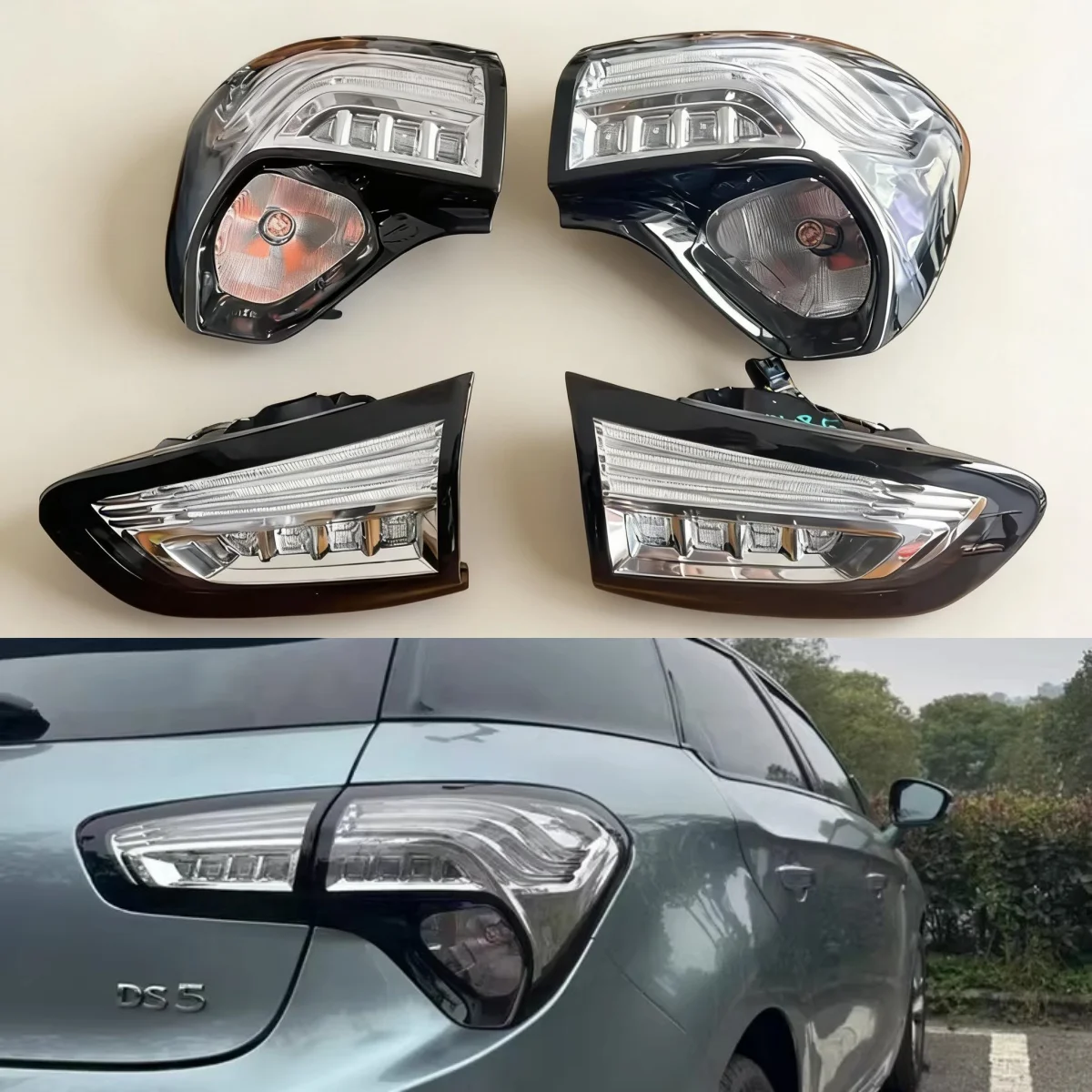 Custom transparent Taillight Assembly for Citroen DS5 modified Tail Light Brake Lamp with Turn Signal