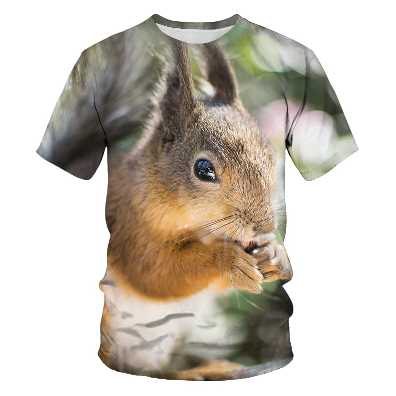 Summer Squirrel Pattern Quick-Dry Men's T-shirt Hip Hop 3D Print Personality   Neck Short Sleeve  Fashion Clothes