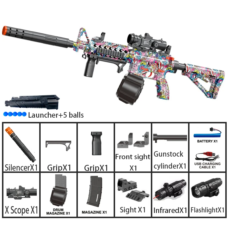 ปืนของเล่น M416 ปืนไฟฟ้าสำหรับเล่นกลางแจ้ง ยิงกระสุน ของเล่นปืนพกสำหรับเล่นกีฬาช่วงฤดูร้อน เหมาะสำหรับเกมส์ปฏิสัมพันธ์ระหว่างพ่อแม่ลูก เป็นของขวัญ