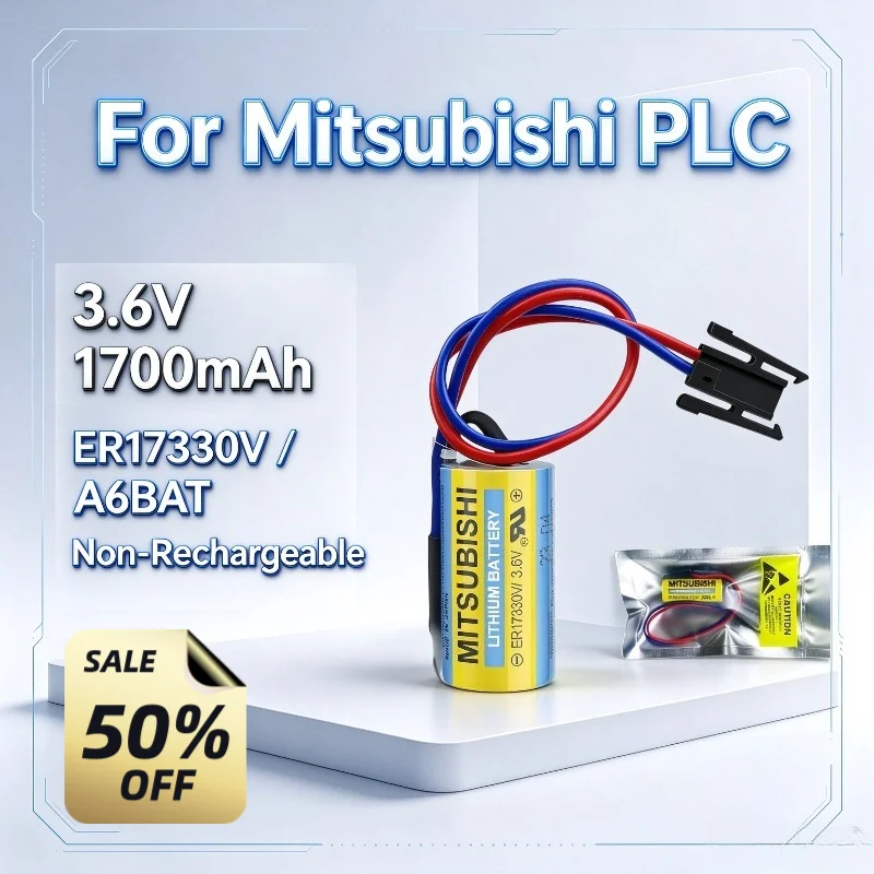 A6BAT  MR-BAT Battery ER17330V 3.6V 1700mAh for Mitsubishi PLC Servo Drive Robot Memory Backup Non-Rechargeable
