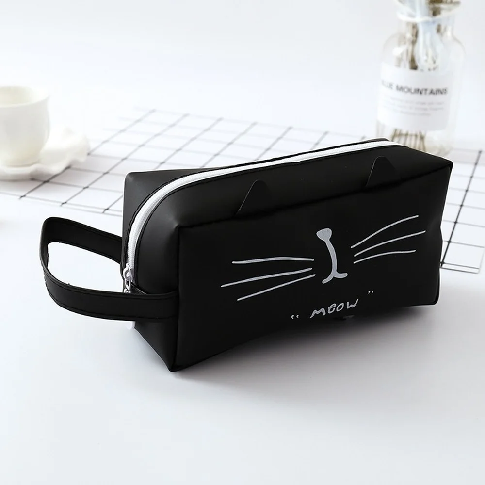 Imagem -02 - Kawaii Bonito Gato Caneta Lápis Bolsa de Silicone Escola Estacionária Receber Ferramentas Bolsa de Maquiagem Cosméticos Back para a Escola 1pc