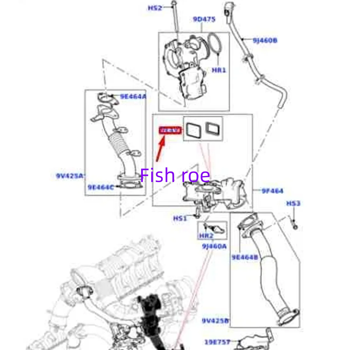 

EGR cooler gasket filter LR126126 T2H42263 genuine product is suitable for La-nd Ro-ver Discovery Sport Evoque Ja-gu-ar 2.0