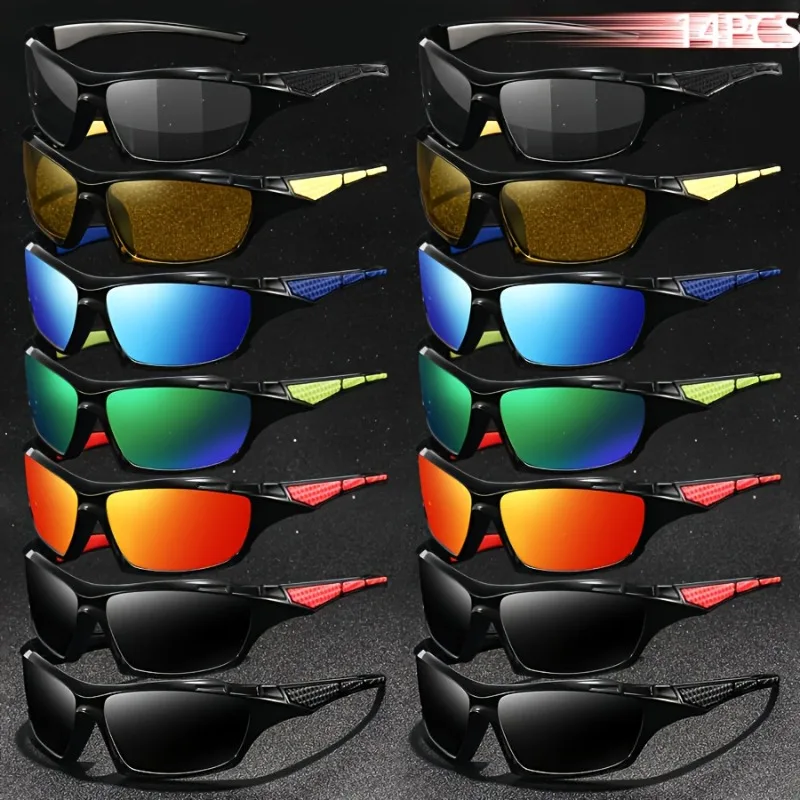 

14PCS Sunglasses Fishing Camping Driving Hiking Outdoor Sports UV400 Cycling Eyewear