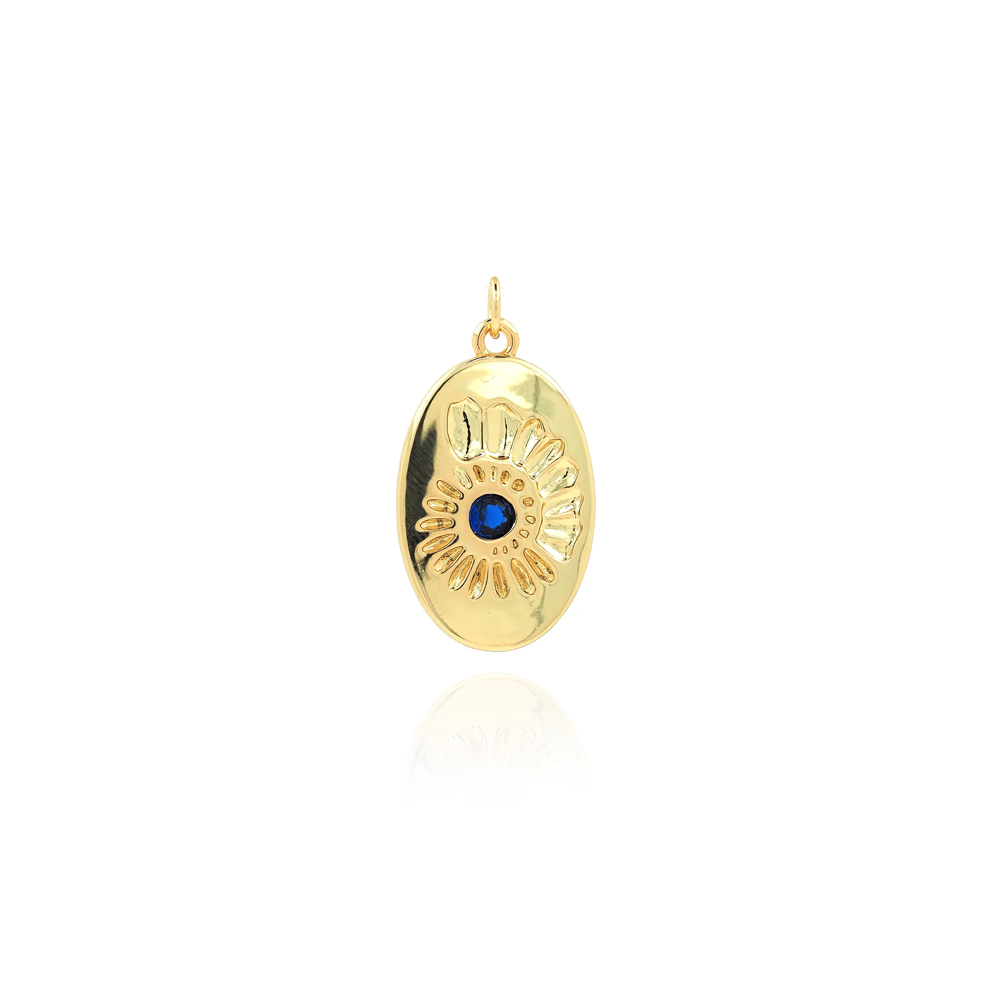 Luxury Micro Pavé CZ  Oval Evil Eye Pendant Gold Filled Lucky Eye Charm Retro Style DIY Handmade Making Jewelry Accessories