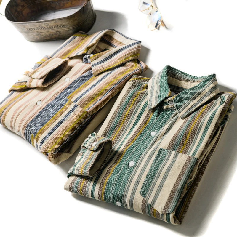 

Ультрамягкая вельветовая рубашка с длинными рукавами, мужская простая рубашка в стиле ретро с вертикальными полосками, осенне-зимняя модная молодежная одежда в городском стиле