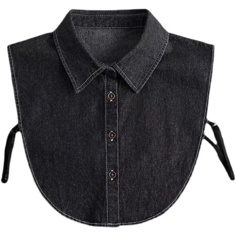 Denim Fake Collar Fashion Shirt Collar Women's Denim Shirt Detachable Dickey Collar Under Blouse for Lady Girls