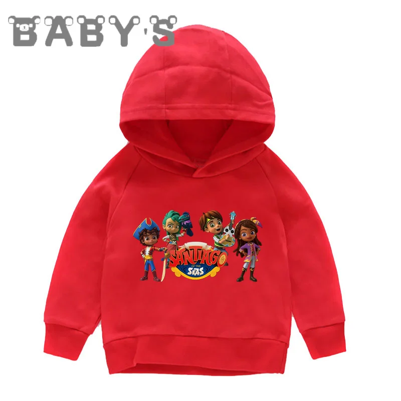 Hot Sale Santiago Print Cartoon Kids Hoodies Cute Funny Boys Girls Sweatshirts Autumn Children Clothes Cotton Baby Tops,KMT5877