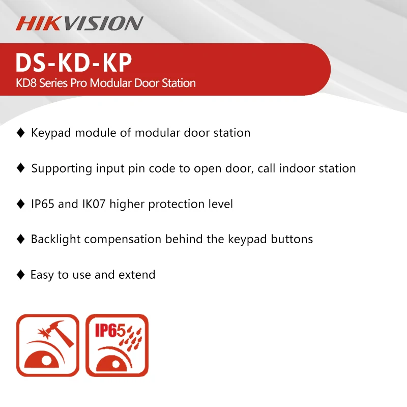 Hikvision KD8 Series Pro Keypad Module of Door Station Number Input DS-KD-KP Suitable For DS-KD-ACW3S DS-KD-M DS-KD8003-IME1(B)