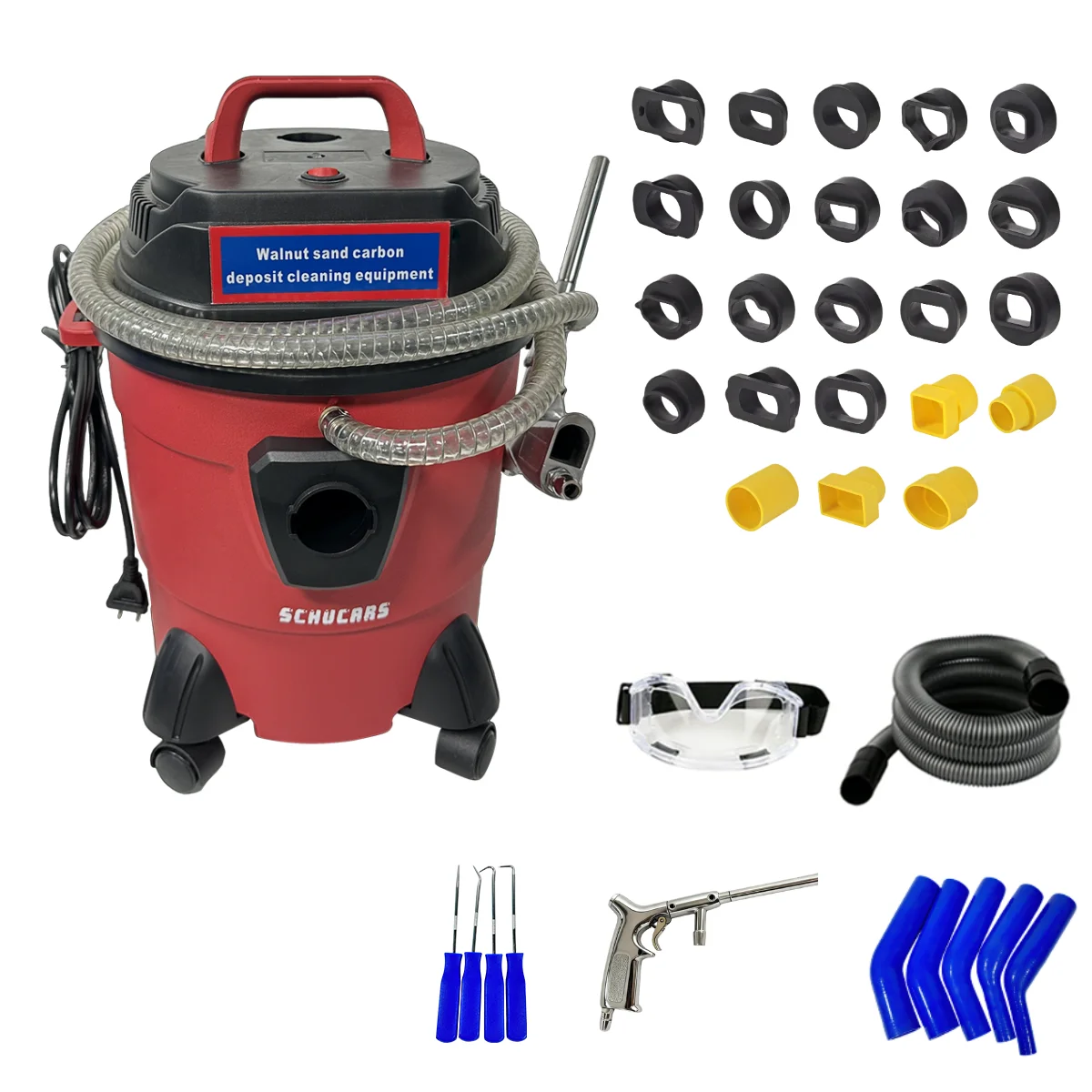  S-101 110V/220V Walnut Sand Engine Carbon Cleaner with 23 Adapters, Fits Most Vehicle Models
