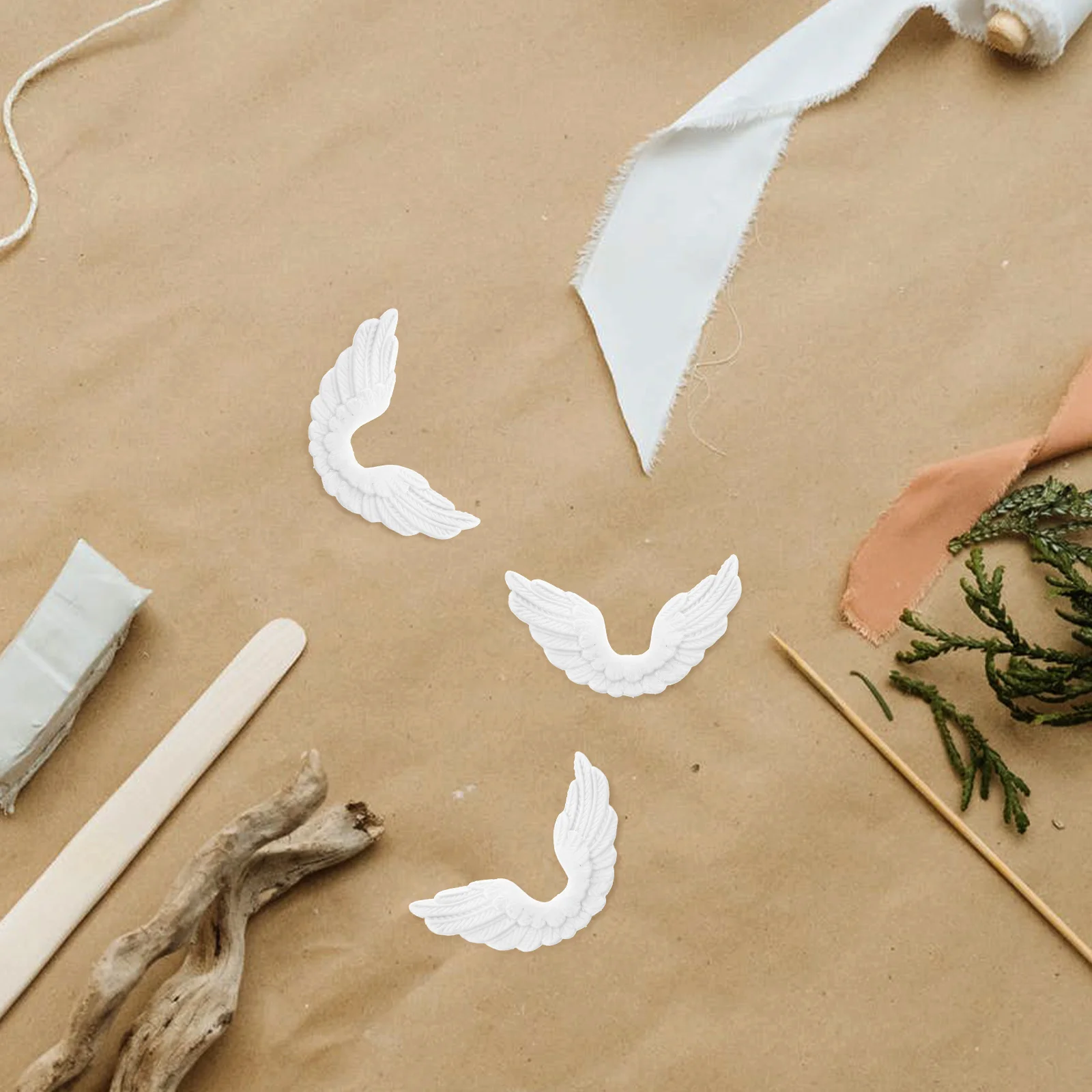 

24pcs Angel Wings Accessories 14# White Plastic for Christmas Craft DIY Decorations Gifts Ornament Bell Sewing Supplies