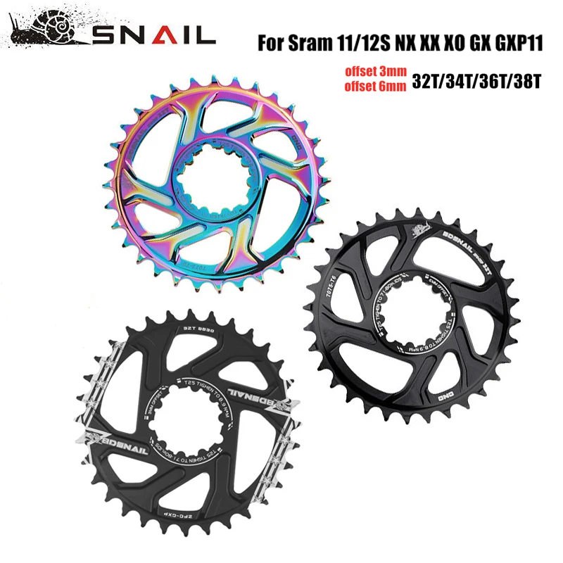 Snail  Chainring Round 3mm 6mm Offset for Sram Eagle 28 30 32 34 36 38 40t Tooth Wheel X9 X0 XX1 XO1 MTB Bicycle Narrow Wide