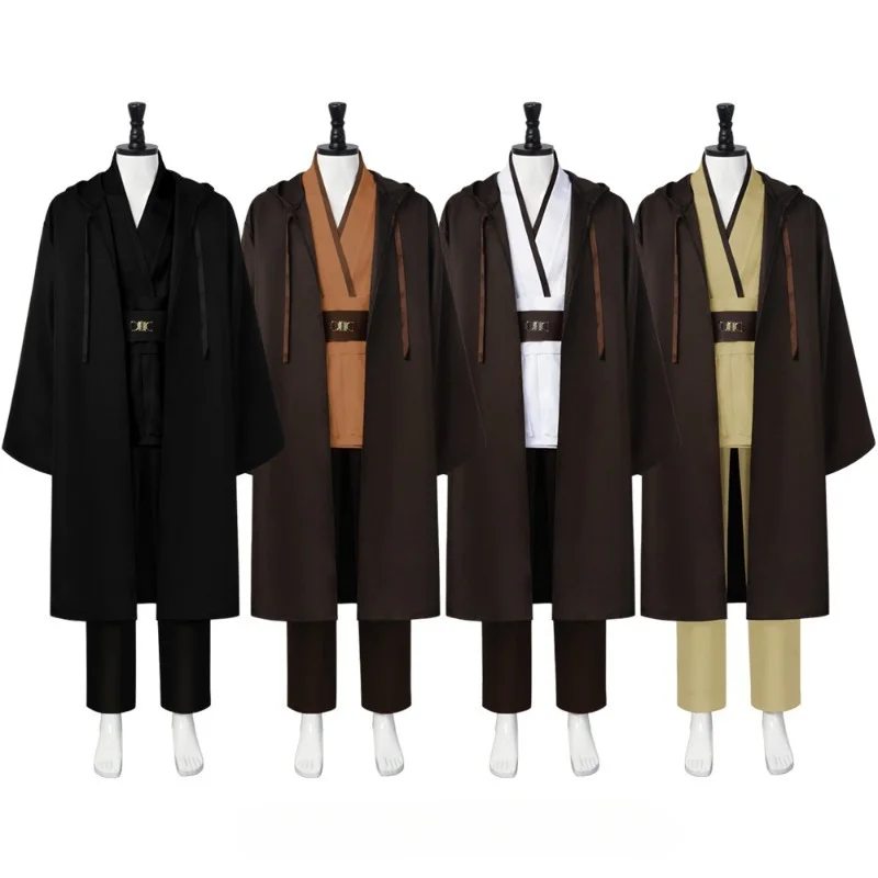 Obi Wan Kenobi Men Robe Jedi Knight Tunic Costume Hooded Uniform Full Set for Halloween Carnival Role Playing Cosplay Costume