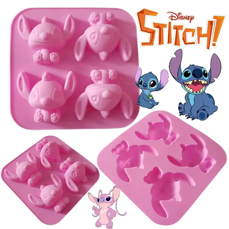 4pcs Disney Stitch Cake Mold Baking Silicone Cartoon Hair Cake Rice Cake Chocolate Mold Ice Cream Mousse Molds DIY Kitchen Tools