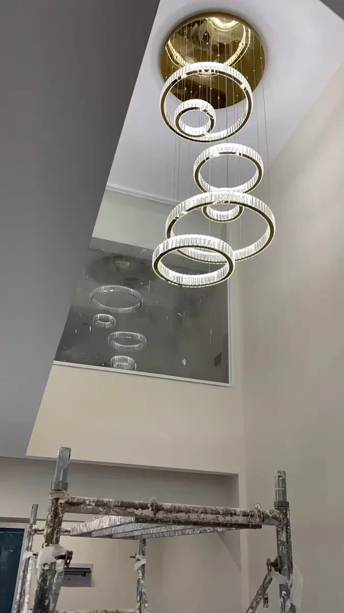 Modern Home Decoration Crystal Chandelier, Stair Pendant Lamp, Living Room Pendant Lights, Interior Lighting