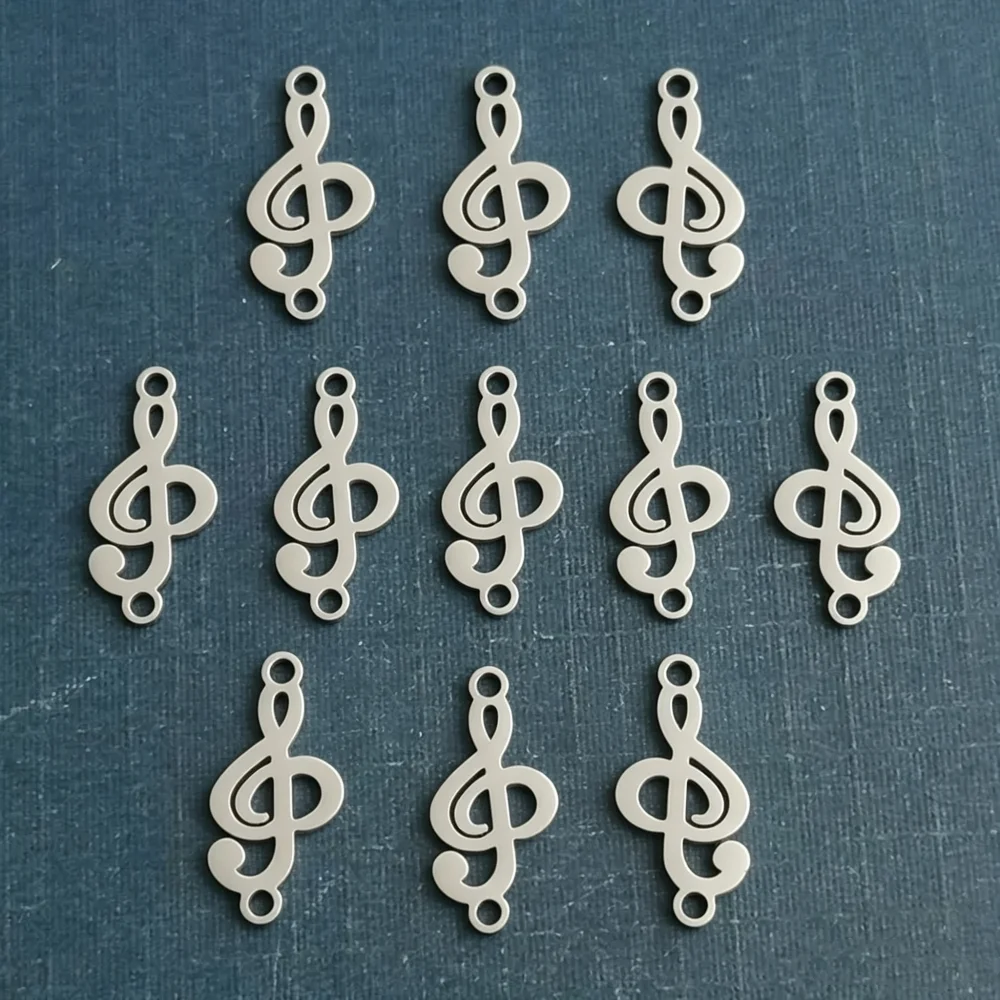 Jewelry Making Notes - 10 Stück/Set Spiegelpolierte Edelstahl Musiknoten-Anhänger für