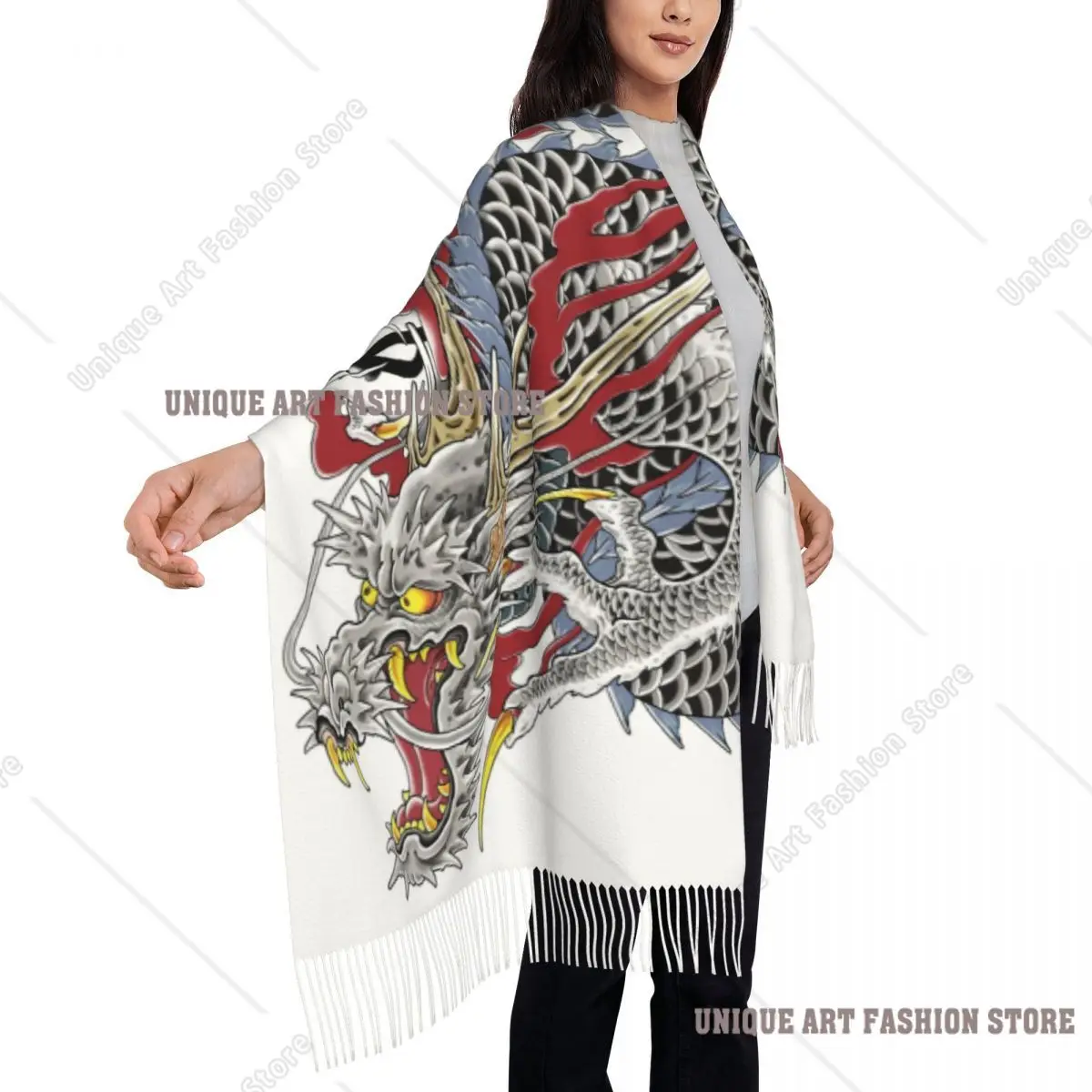 Sciarpa con tatuaggio drago Kazuma Kiryu con stampa personalizzata Uomo Donna Sciarpe calde invernali Scialle in stile asiatico giapponese