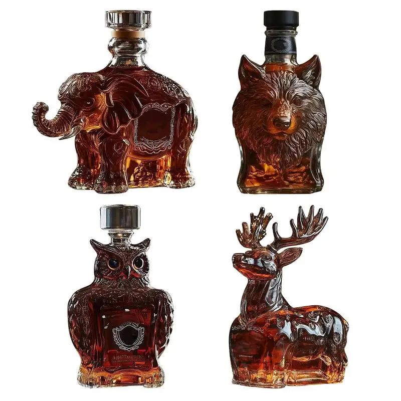 Decantador de vidrio para whisky, estatua de Animal, decantador de whisky, botella de vino, botella de licor, decoraciones para el hogar, contenedor de vino para Alcohol