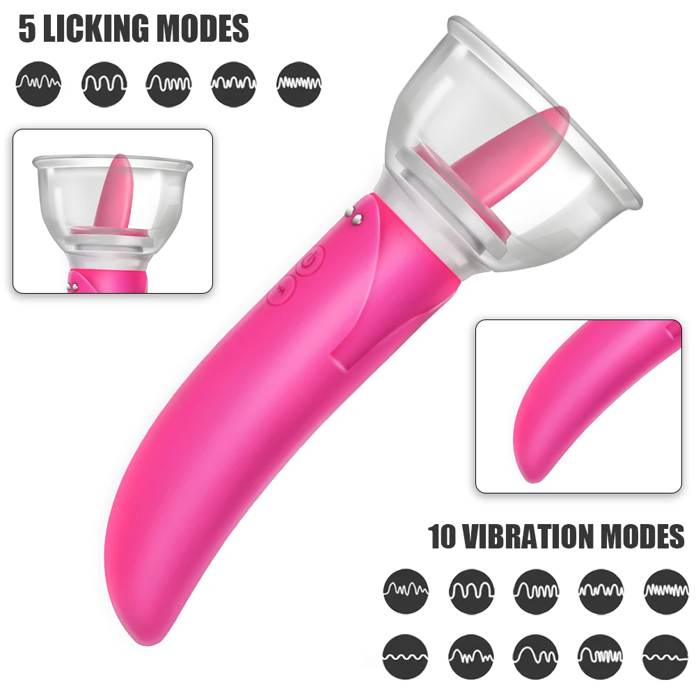Dildo Vibrator Clitoris G-spot Vibrator Vagina Breast Massage Dual Head Sex Toys for Women Tongue Licking Pump