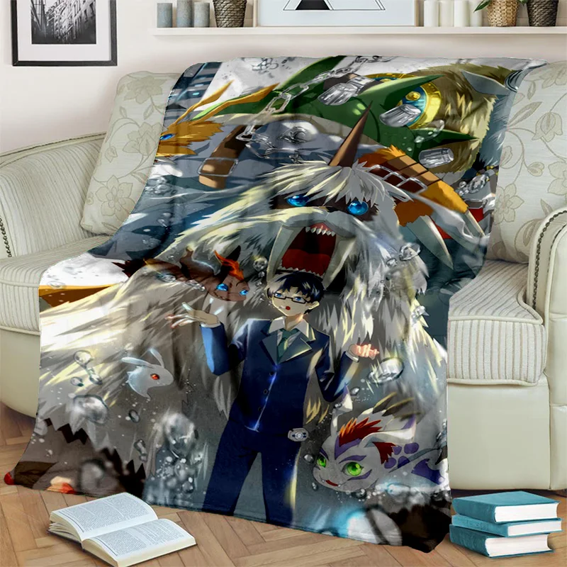 

3D Digimon Adventure Monster Cartoon Blanket,Soft Throw Blanket for Home Bedroom Bed Sofa Picnic Travel Office Cover Blanket Kid