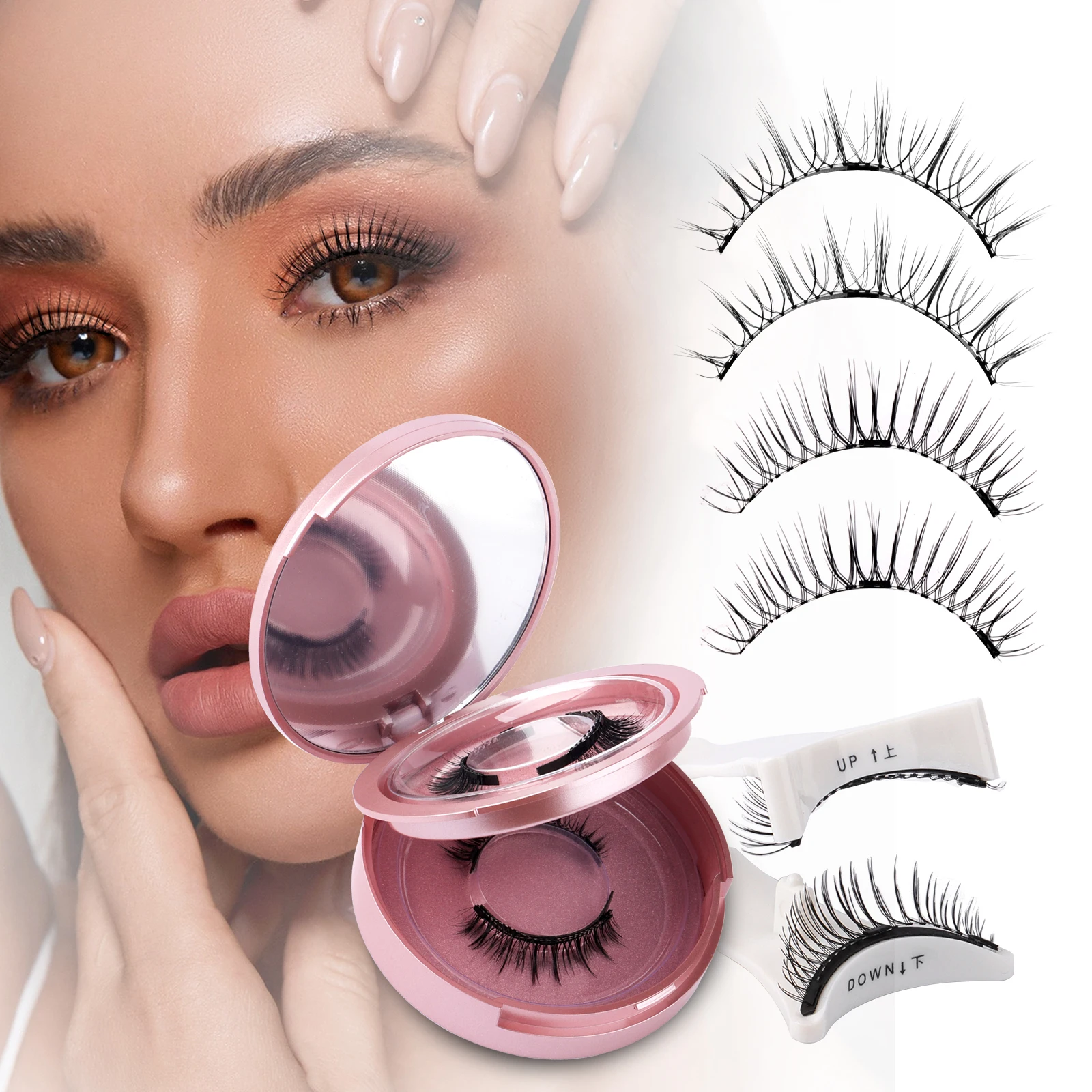 Wendy Lashes Cílios Magnéticos 2 Pares de Cílios de Vison 3D Feitos à Mão Conjunto de Cílios Postiços Reutilizáveis Natural Longo Maquiagem de Cílios Postiços