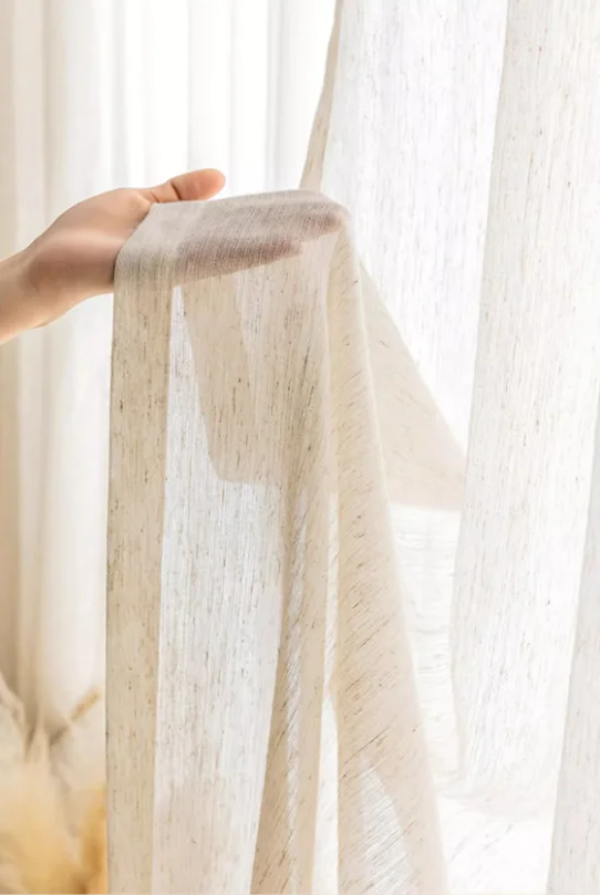 Retro Wabi-sabi Log Style Linen Curtains Living Room Bedroom Curtains