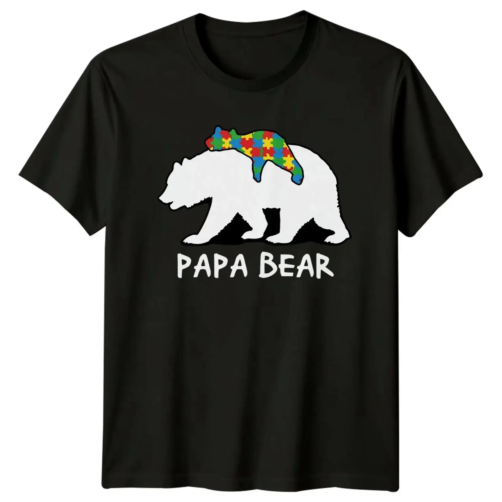 Papa Bear Men's T Shirt Autism Awareness Neurodiversity Father's Day for Him Image 1 of 4 vintage Washed graphic Versatile
